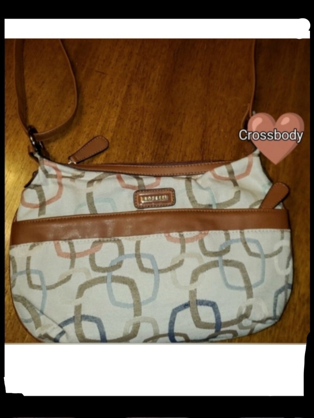 ROSSETTI   Cream, Mint Green,  Peach & Brown Shoulder Bag  Geometric Pattern